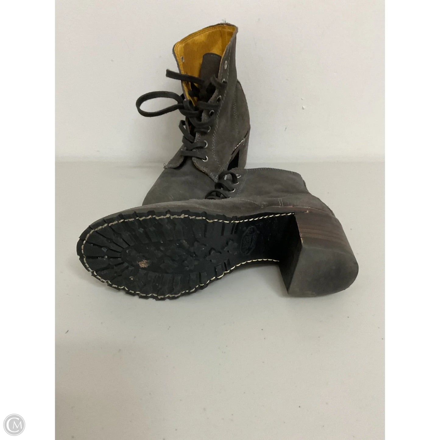 Boots Designer By Frye In Grey, Size: 6.5