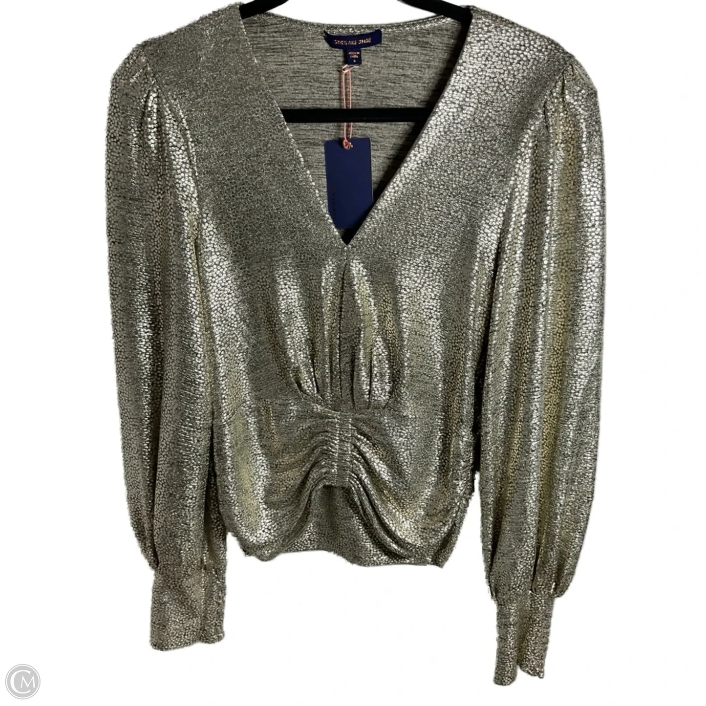 Blouse Long Sleeve By Skies Are Blue In Gold, Size: S