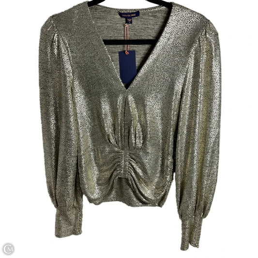 Blouse Long Sleeve By Skies Are Blue In Gold, Size: S
