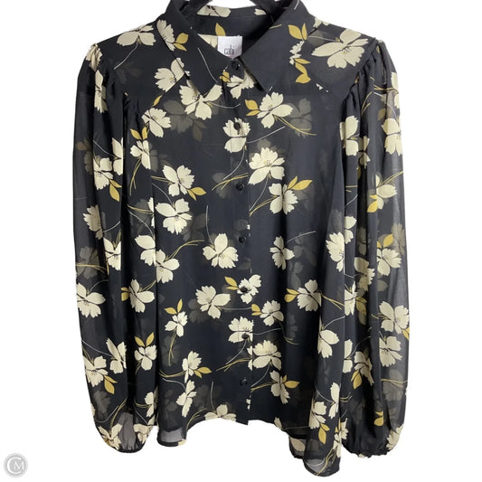 Blouse Long Sleeve By Cabi In Black & Cream, Size: S