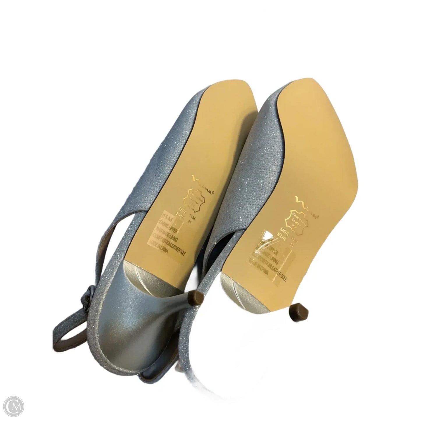 Shoes Heels Kitten By Nina In Silver & White, Size: 11
