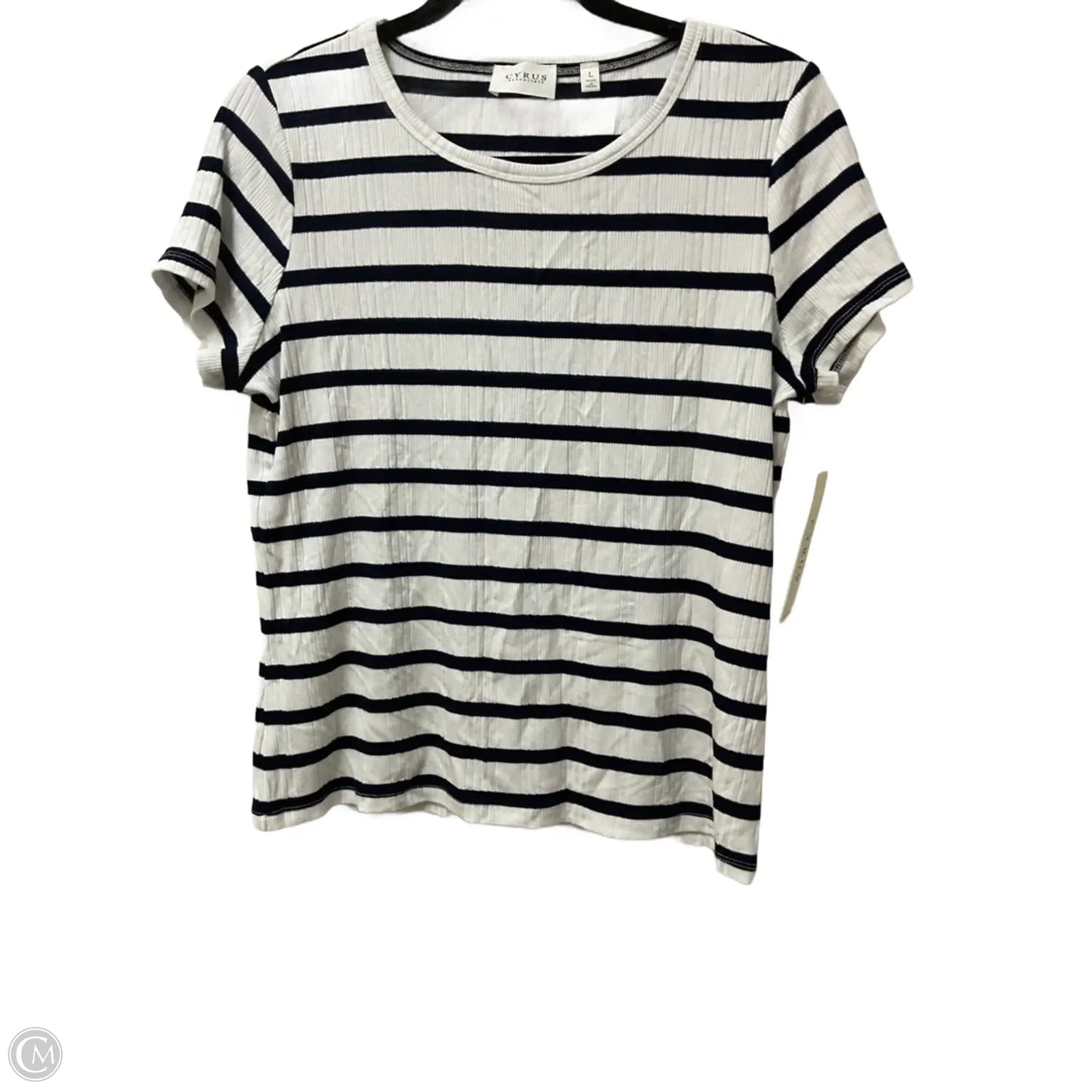 Top Short Sleeve By Cyrus In Striped Pattern, Size: L