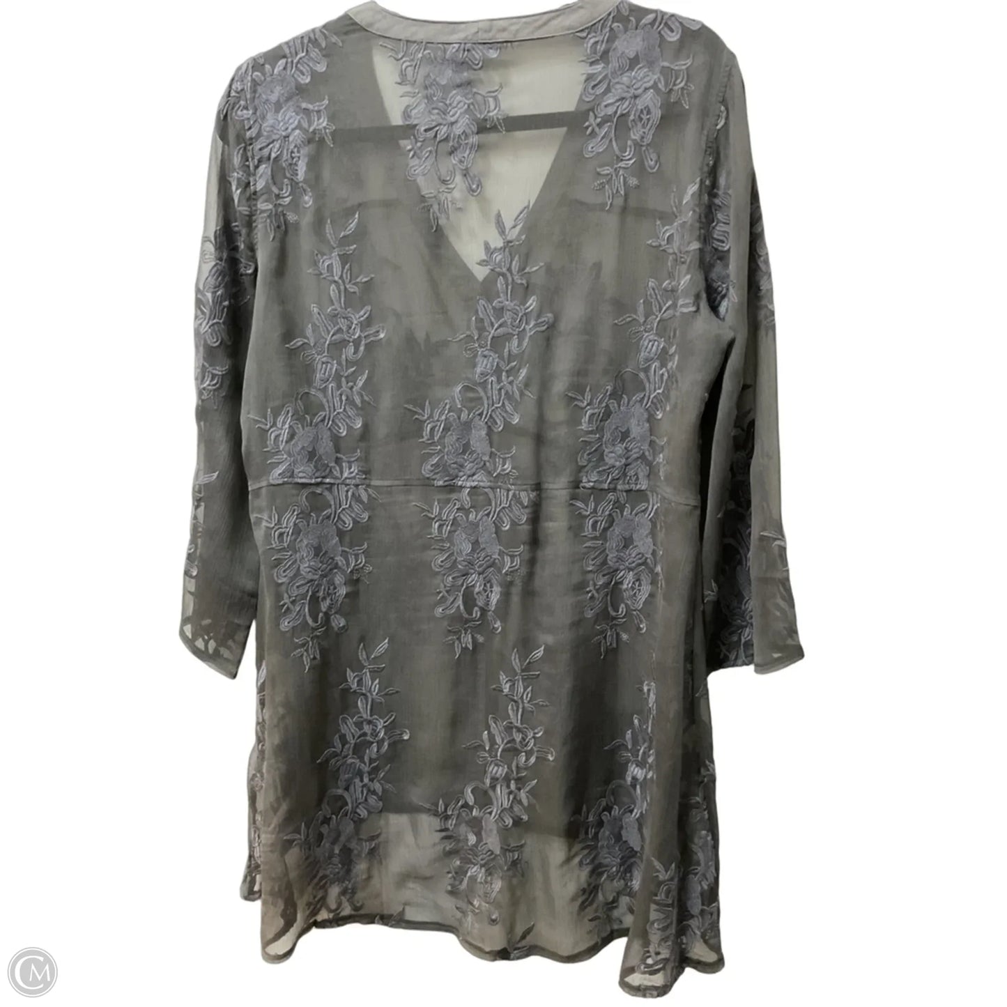 Blouse 3/4 Sleeve By Charlie B In Grey, Size: M
