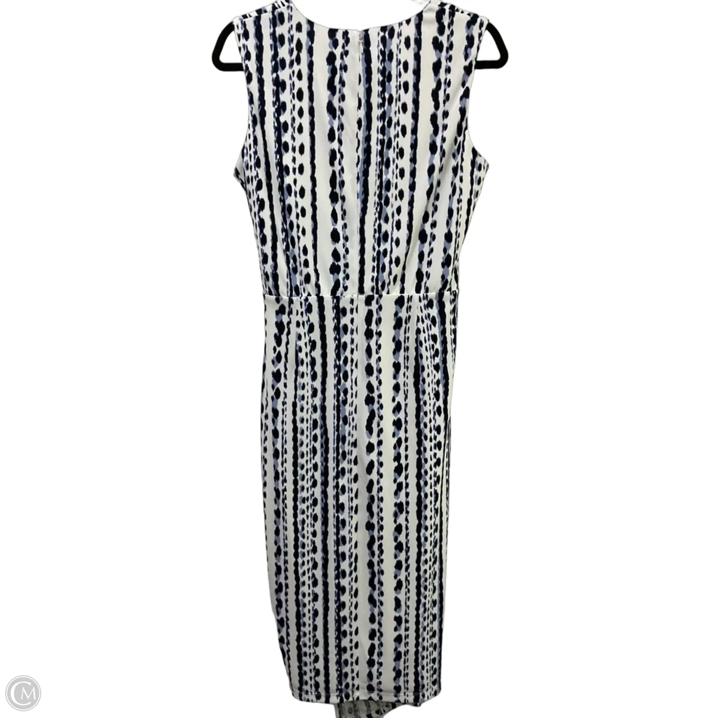 Dress Casual Midi By Donna Karan In Blue & White, Size: 10