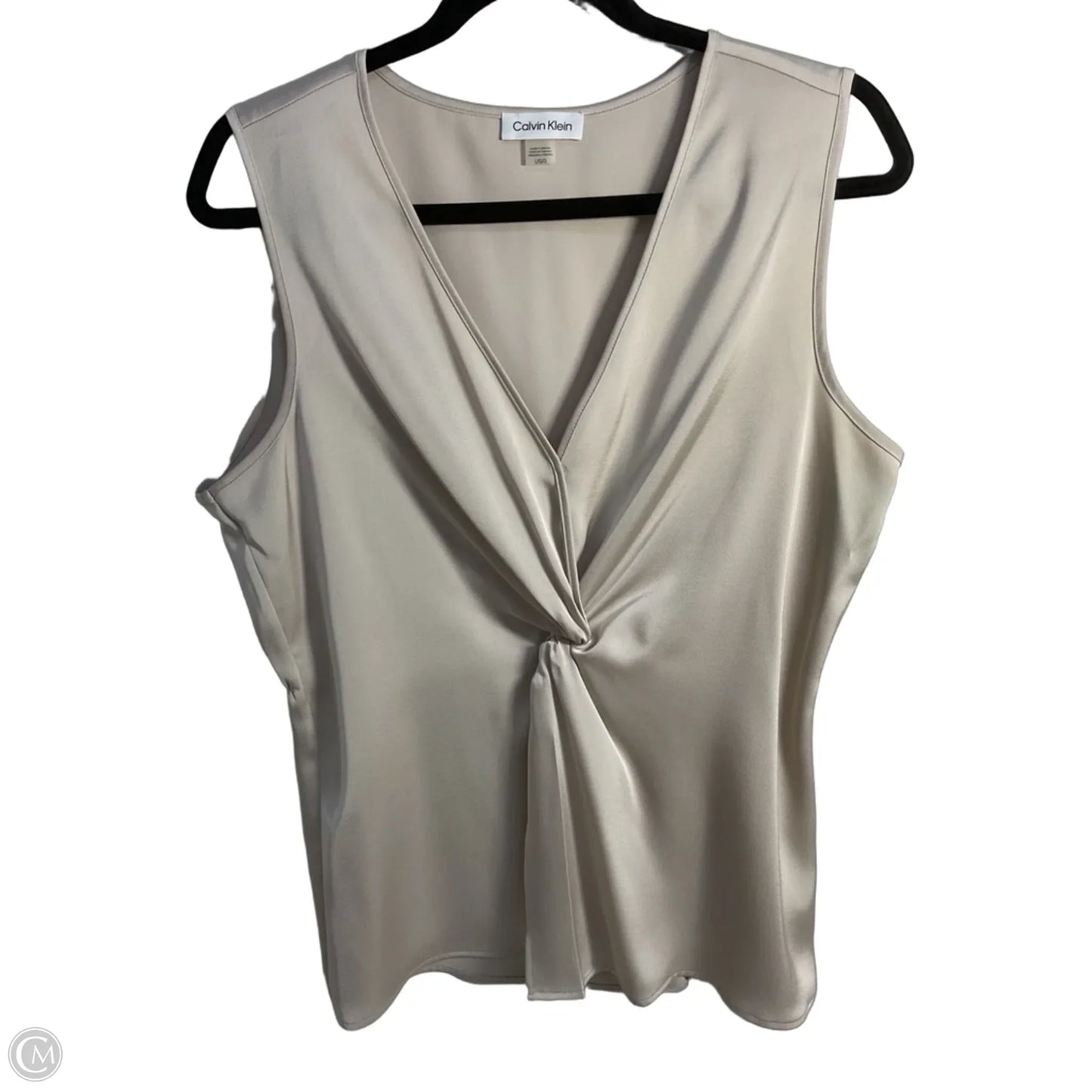 Blouse Sleeveless By Calvin Klein In Cream, Size: L