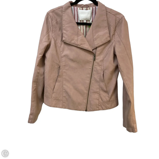 Jacket Moto By Clothes Mentor In Mauve, Size: M