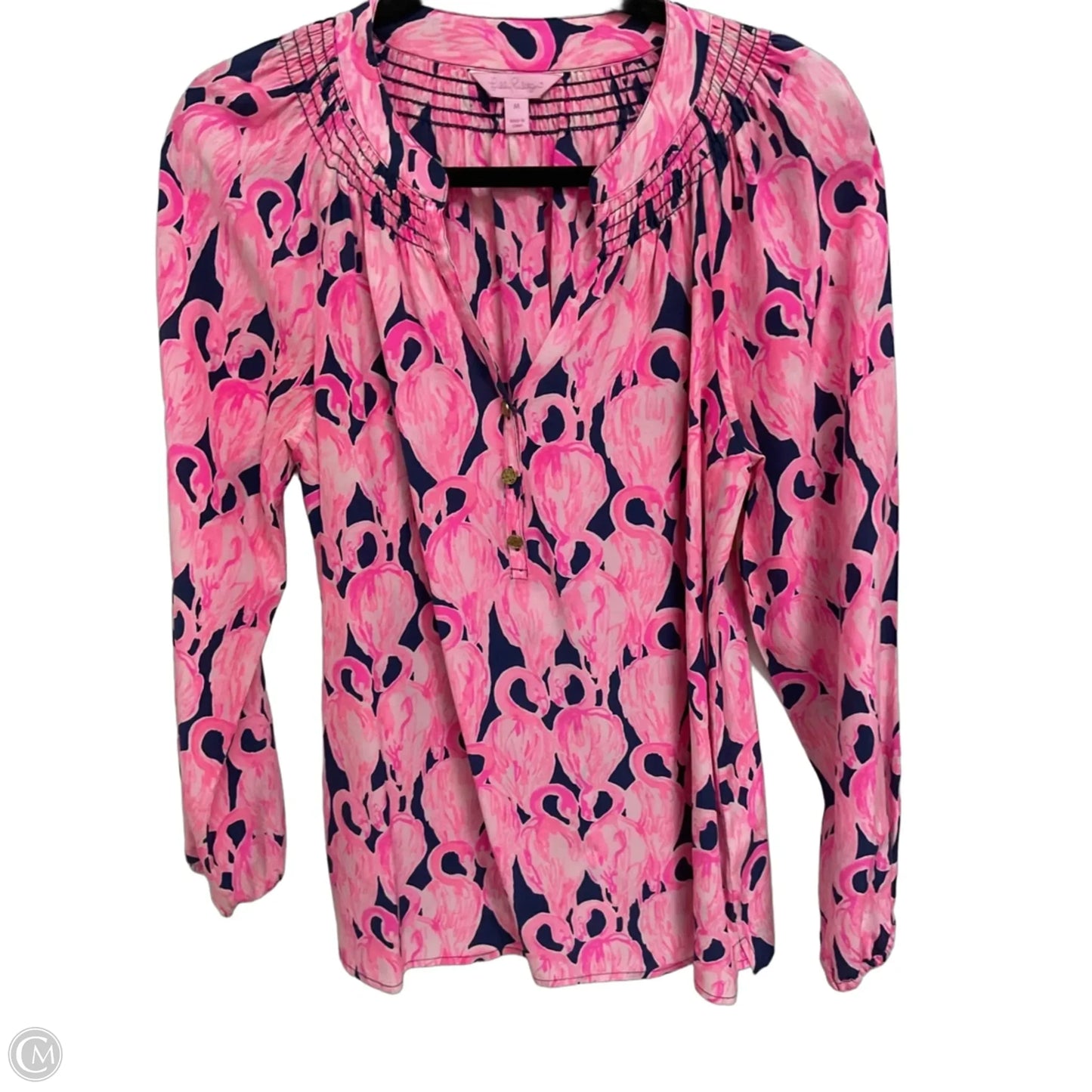 Blouse Designer By Lilly Pulitzer In Blue & Pink, Size: M