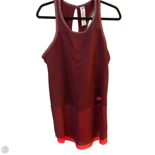 Athletic Tank Top By New Balance In Maroon, Size: L