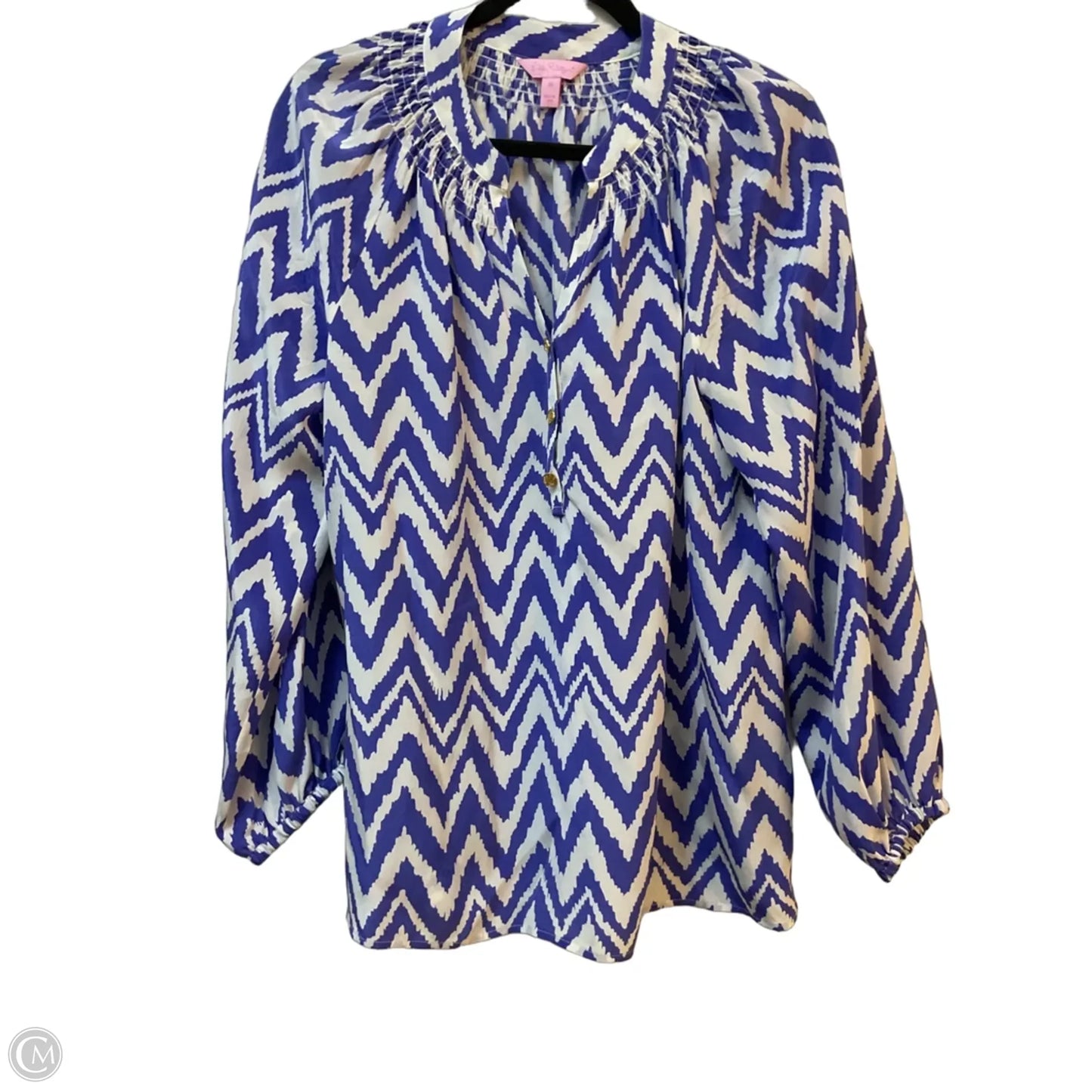 Blouse Designer By Lilly Pulitzer In Blue & White, Size: M