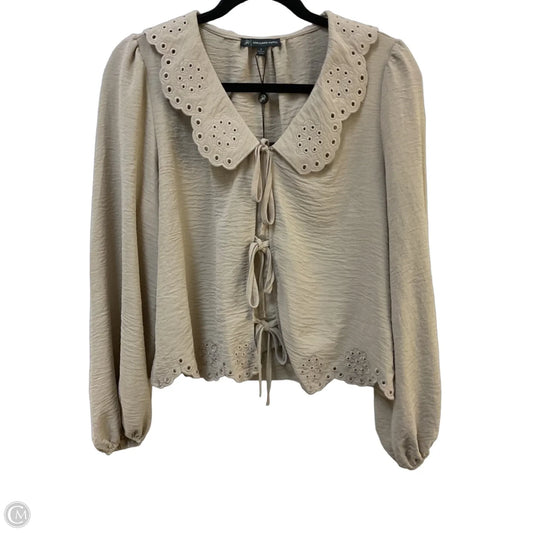 Blouse Long Sleeve By Adrianna Papell In Taupe, Size: S