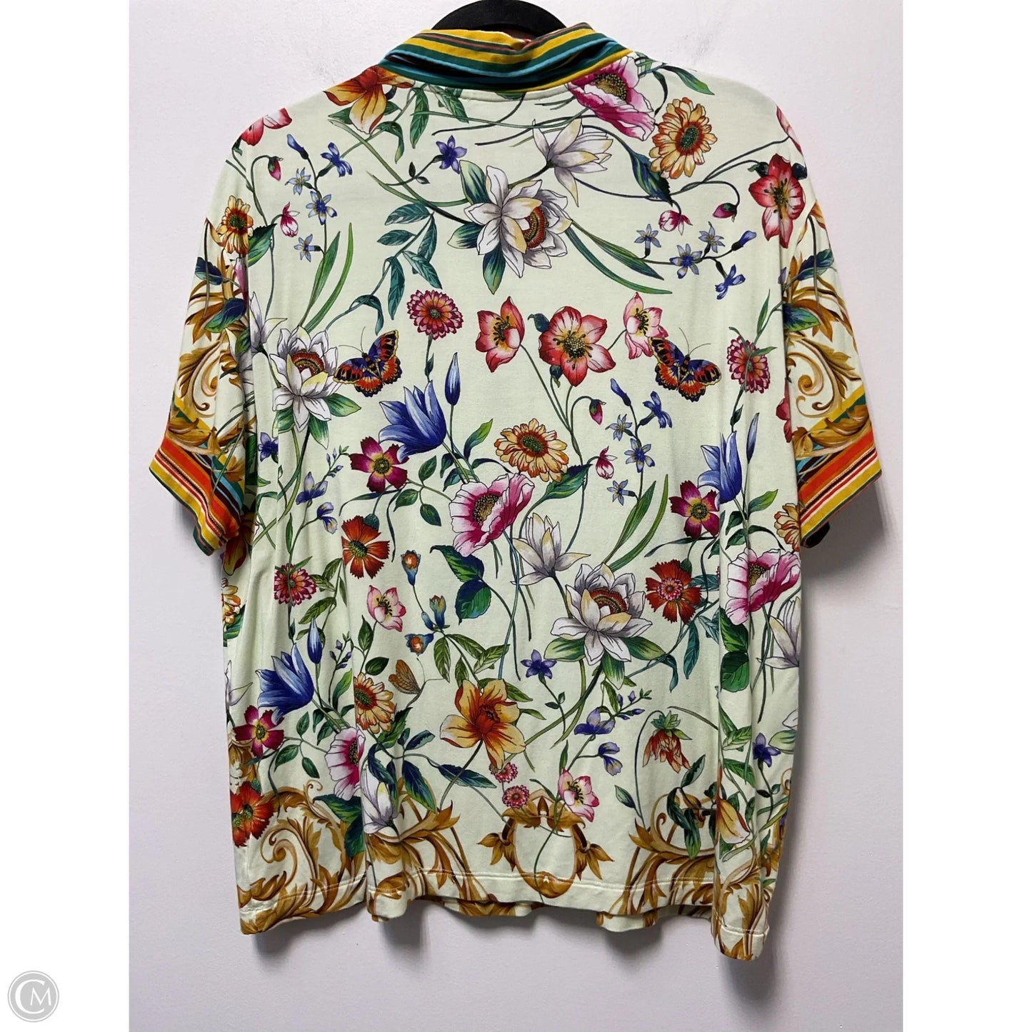 Top Short Sleeve By Johnny Was In Floral Print, Size: L
