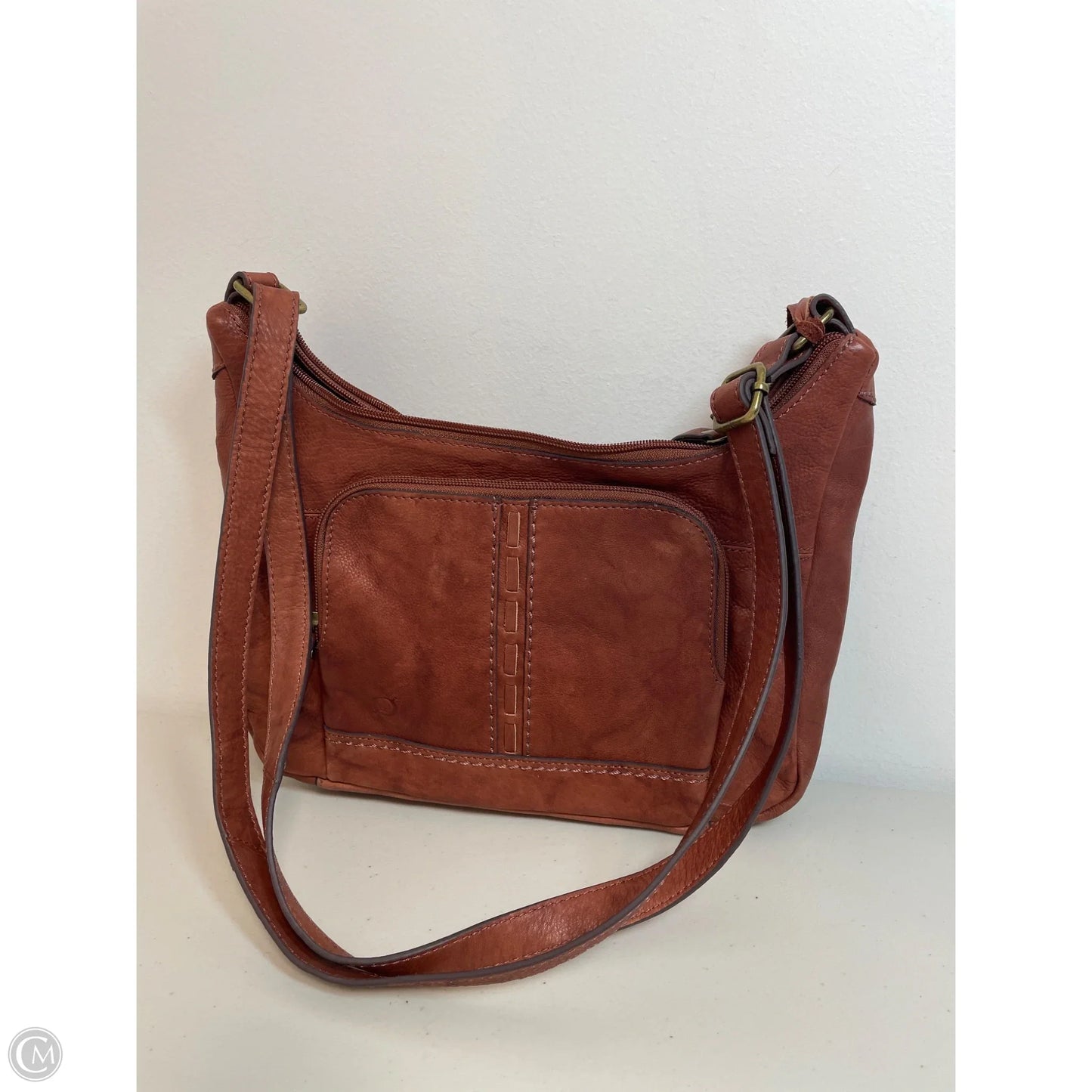 Handbag Leather By Born, Size: Medium