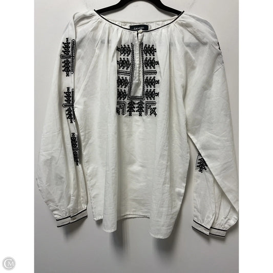 Top Long Sleeve By Karen Kane In Black & White, Size: M