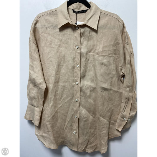 Top Long Sleeve By Zara In Beige, Size: S