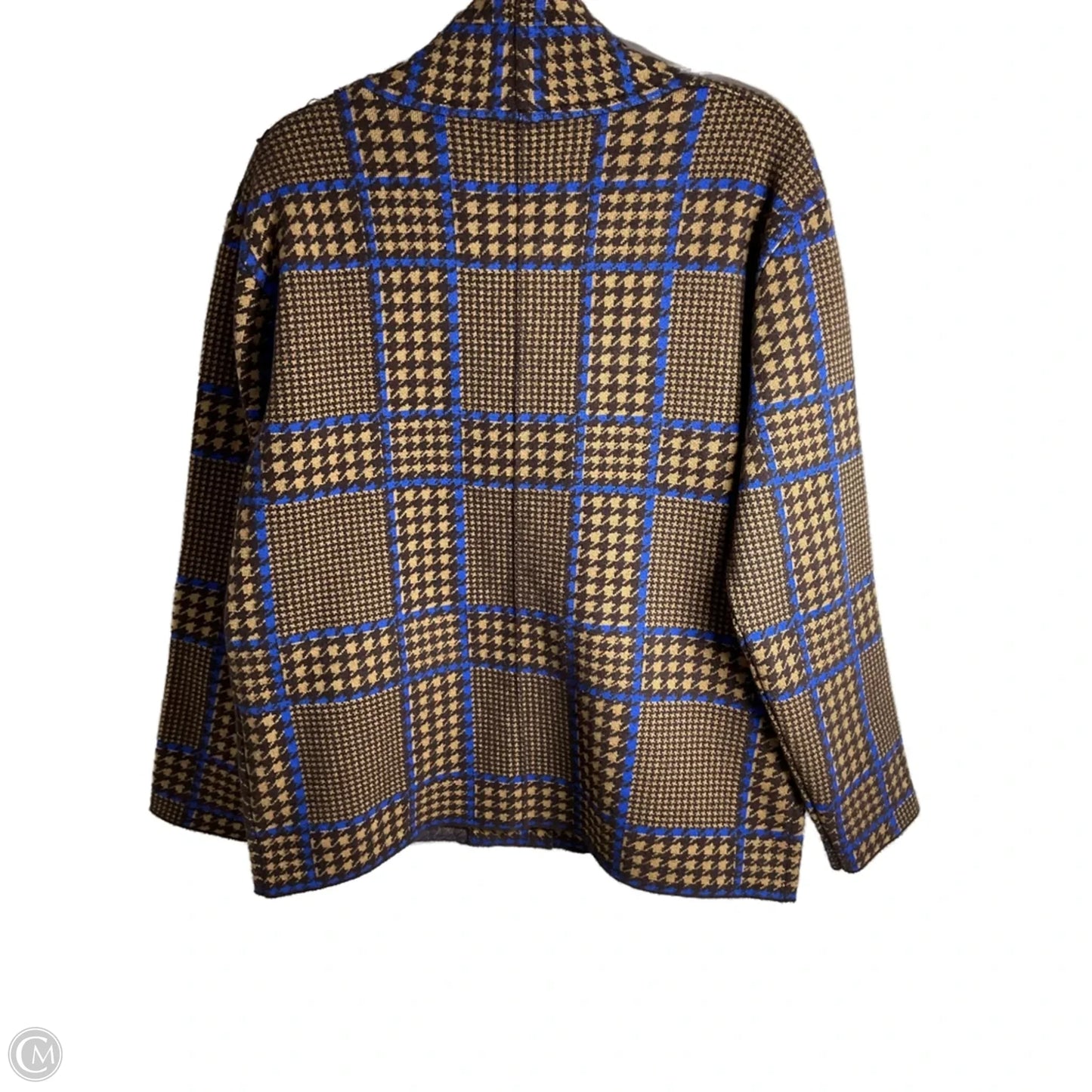 Sweater Cardigan By Anthropologie In Blue & Brown, Size: L