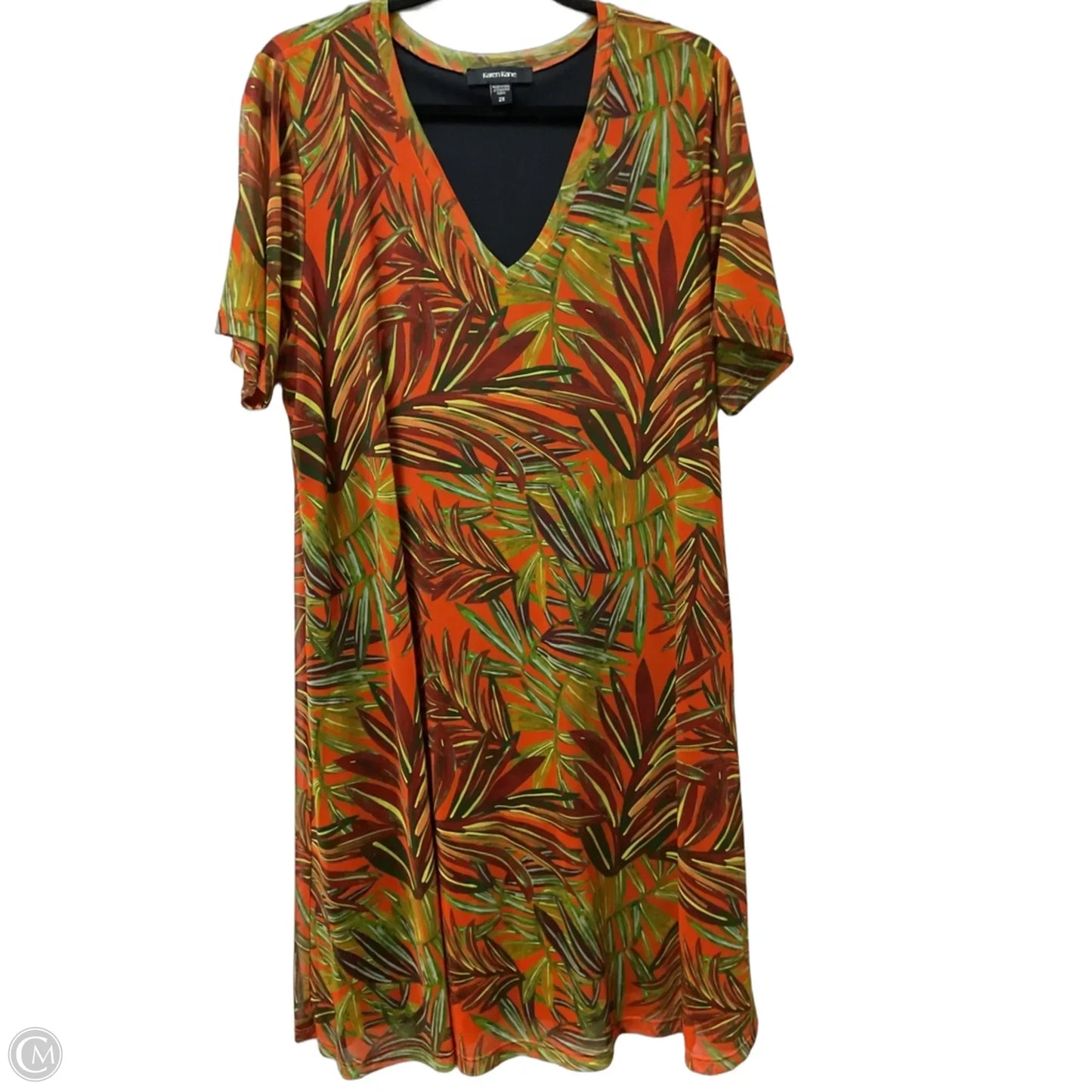 Dress Casual Short By Karen Kane In Green & Orange, Size: 2x