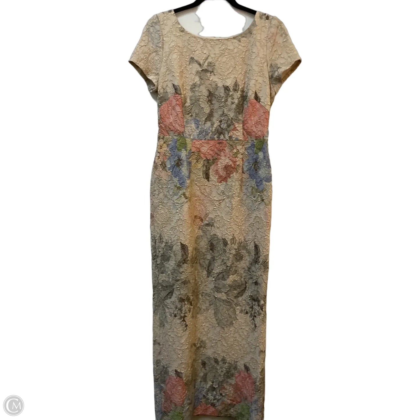 Dress Party Long By Adrianna Papell In Cream & Pink, Size: M
