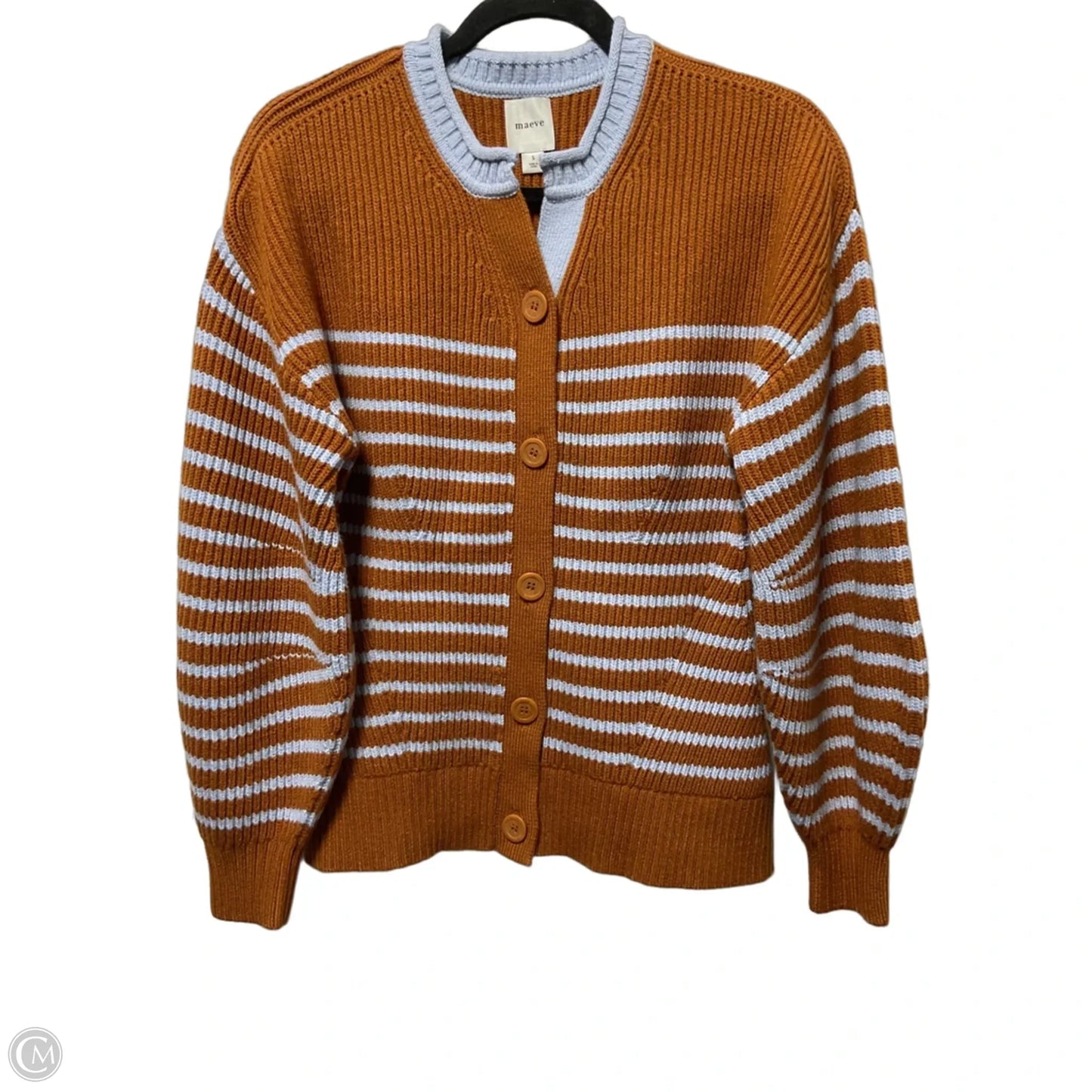 Sweater Cardigan By Maeve In Blue & Brown, Size: S