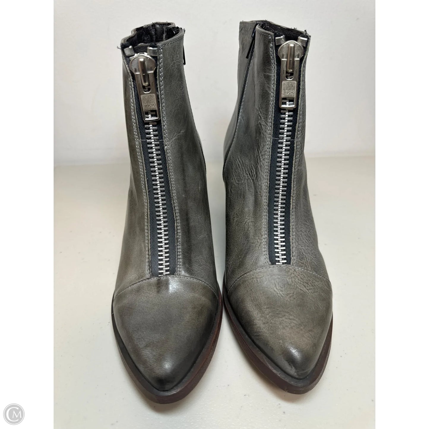 Boots Ankle Heels By Freebird In Grey, Size: 10