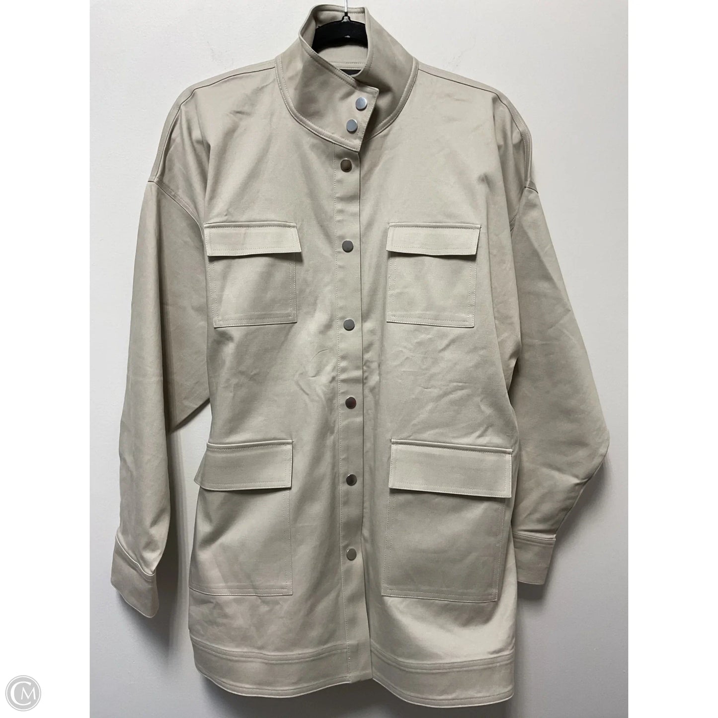 Coat Trench Coat By Ming Wang In Beige, Size: L