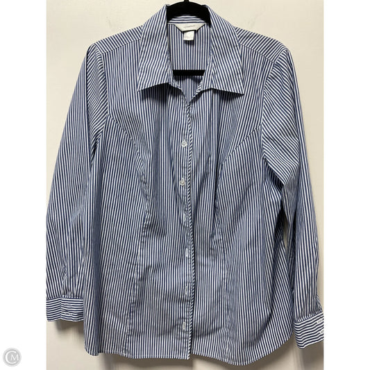 Top Long Sleeve By Cj Banks In Blue & White, Size: 1x