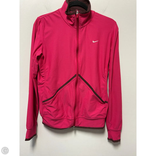 Athletic Top Long Sleeve Collar By Nike Apparel In Pink, Size: M