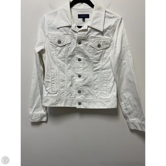 Jacket Denim By Talbots In White Denim, Size: Xs