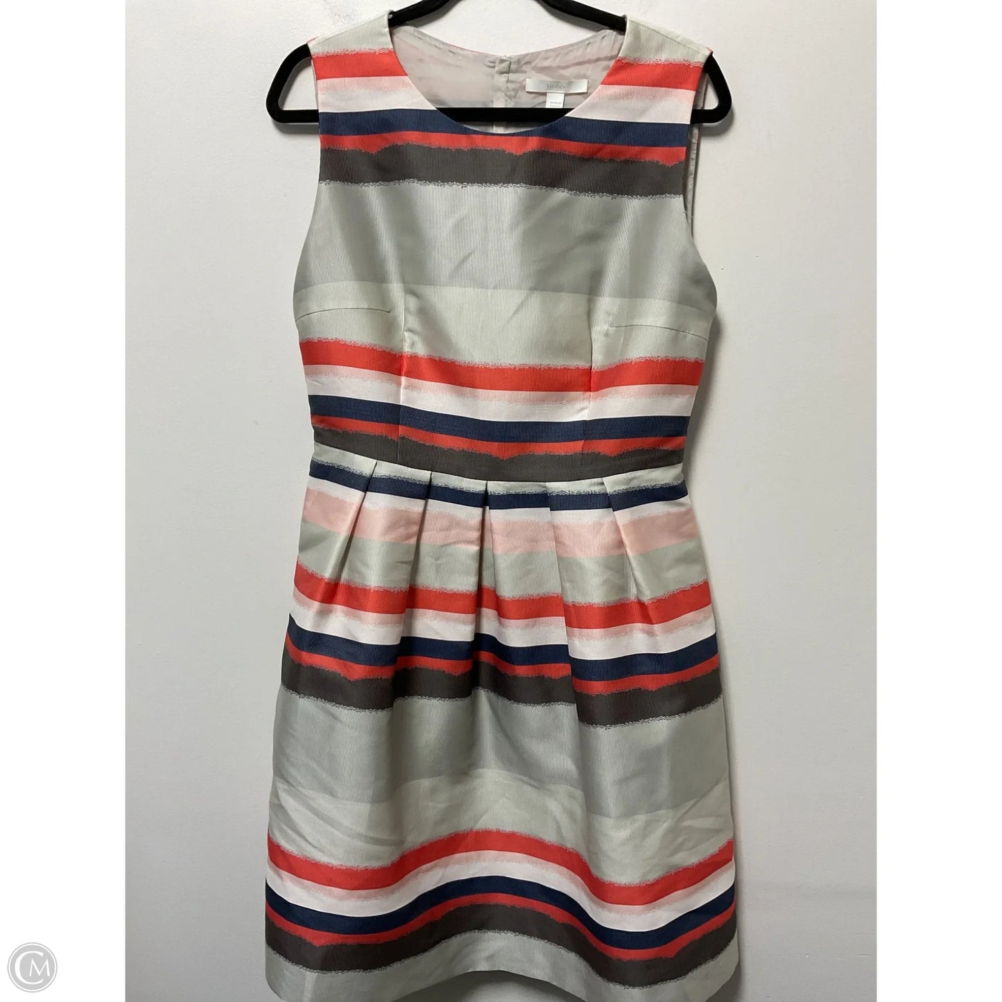 Dress Casual Midi By Hugo Boss In Grey & Red, Size: M