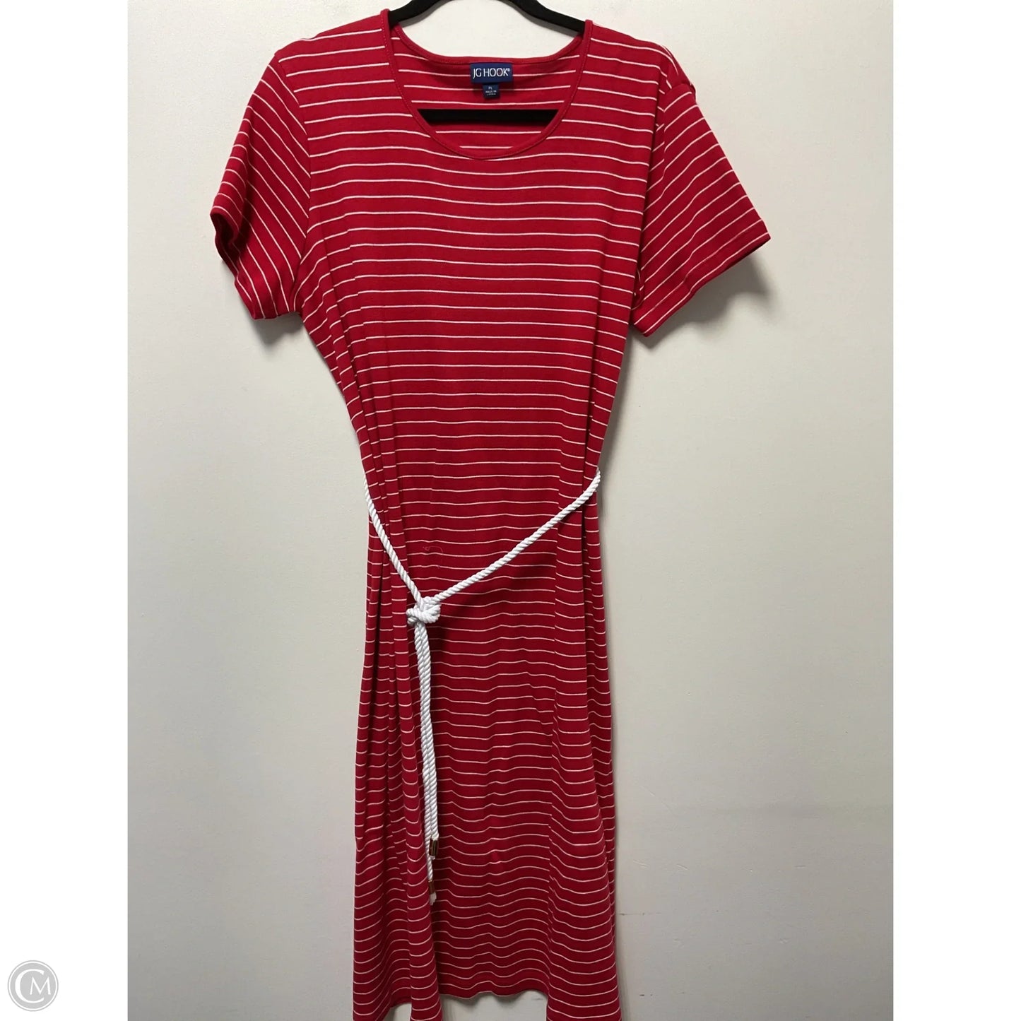 Dress Casual Midi By Jg Hook In Red & White, Size: Lp