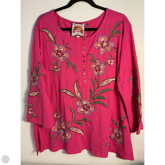 Top Long Sleeve By Johnny Was In Pink, Size: 1x