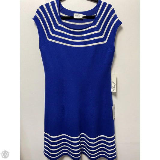 Dress Sweater By Eliza J In Blue & White, Size: L