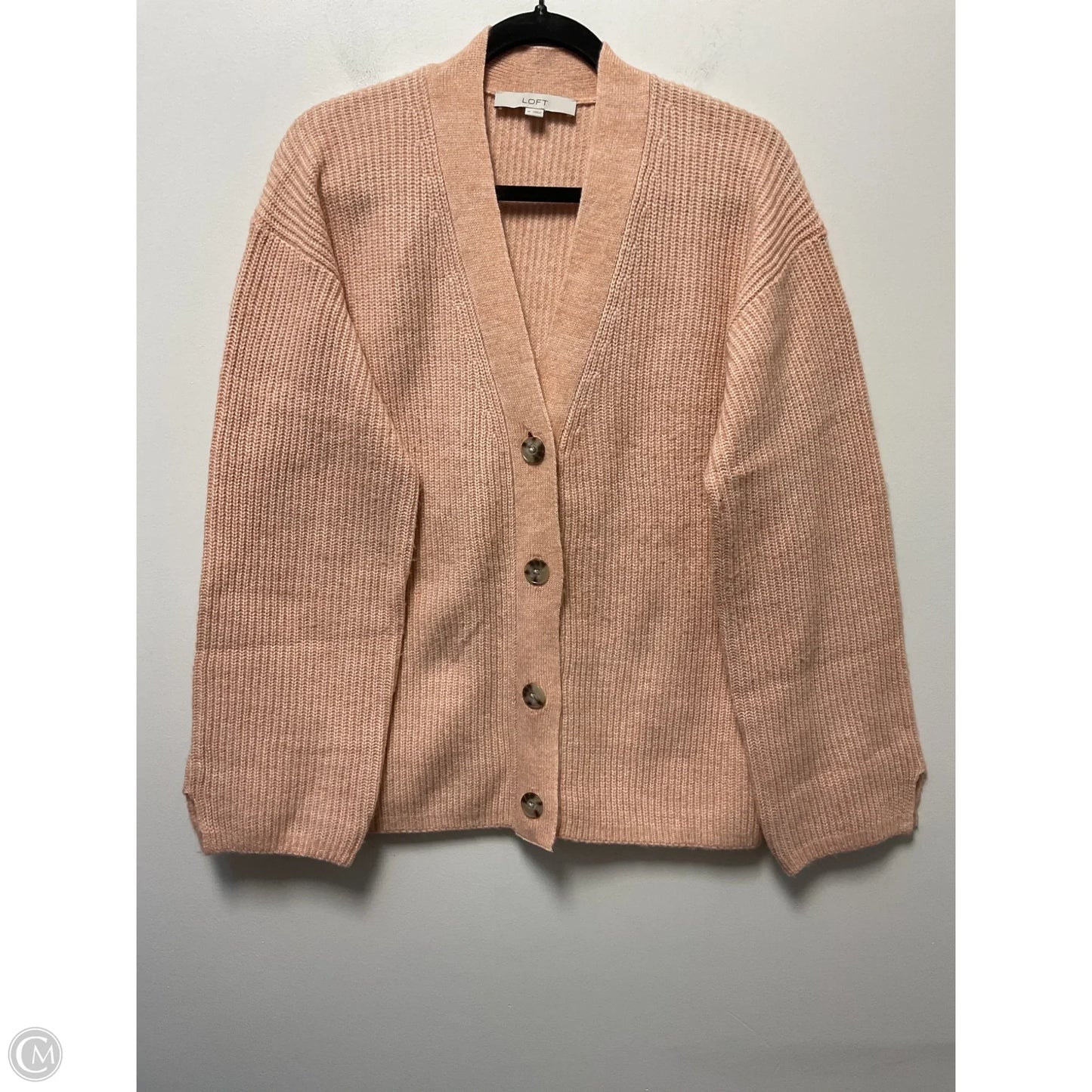 Sweater Cardigan By Loft In Peach, Size: M