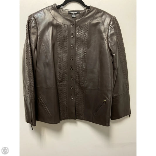 Jacket Leather By Ellen Tracy In Brown, Size: 2x