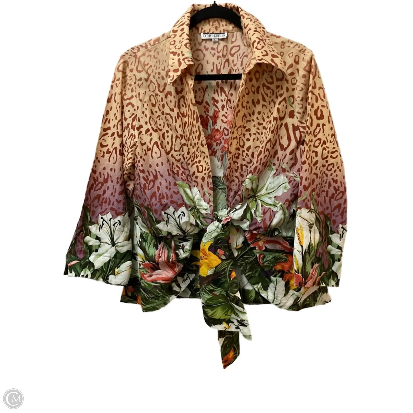 Blouse Long Sleeve By Clothes Mentor In Tropical Print, Size: L