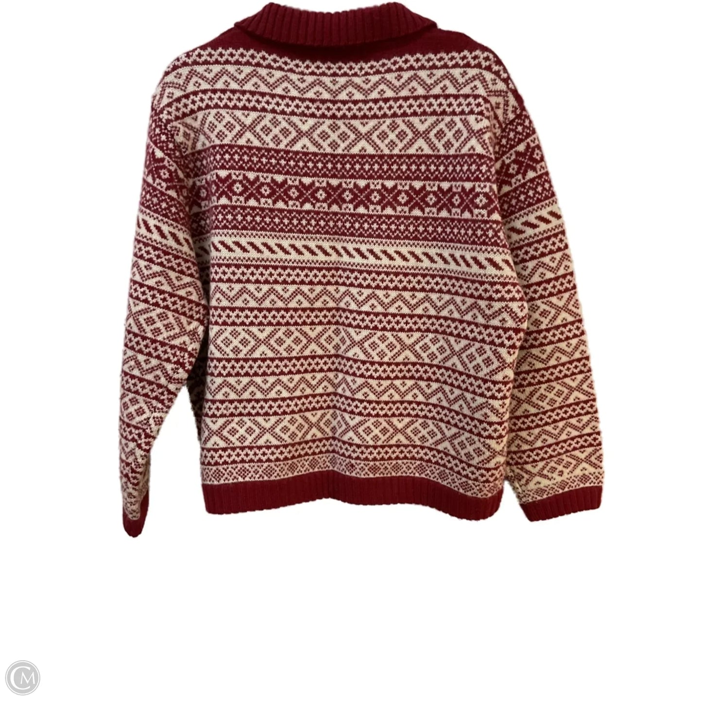 Sweater Cardigan By Clothes Mentor In Red & White, Size: Xl