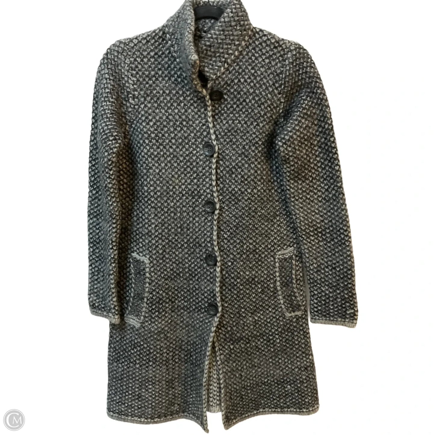 Coat Wool By Cmb In Black & Grey, Size: S