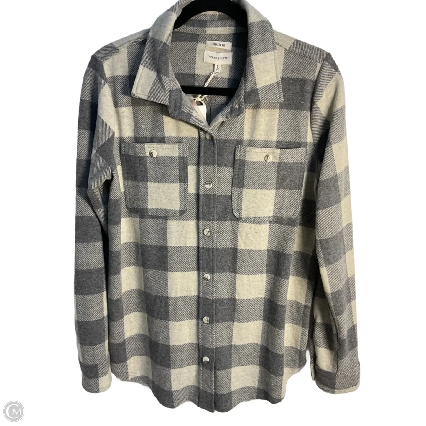 Jacket Shirt By Thread And Supply In Cream & Grey, Size: S