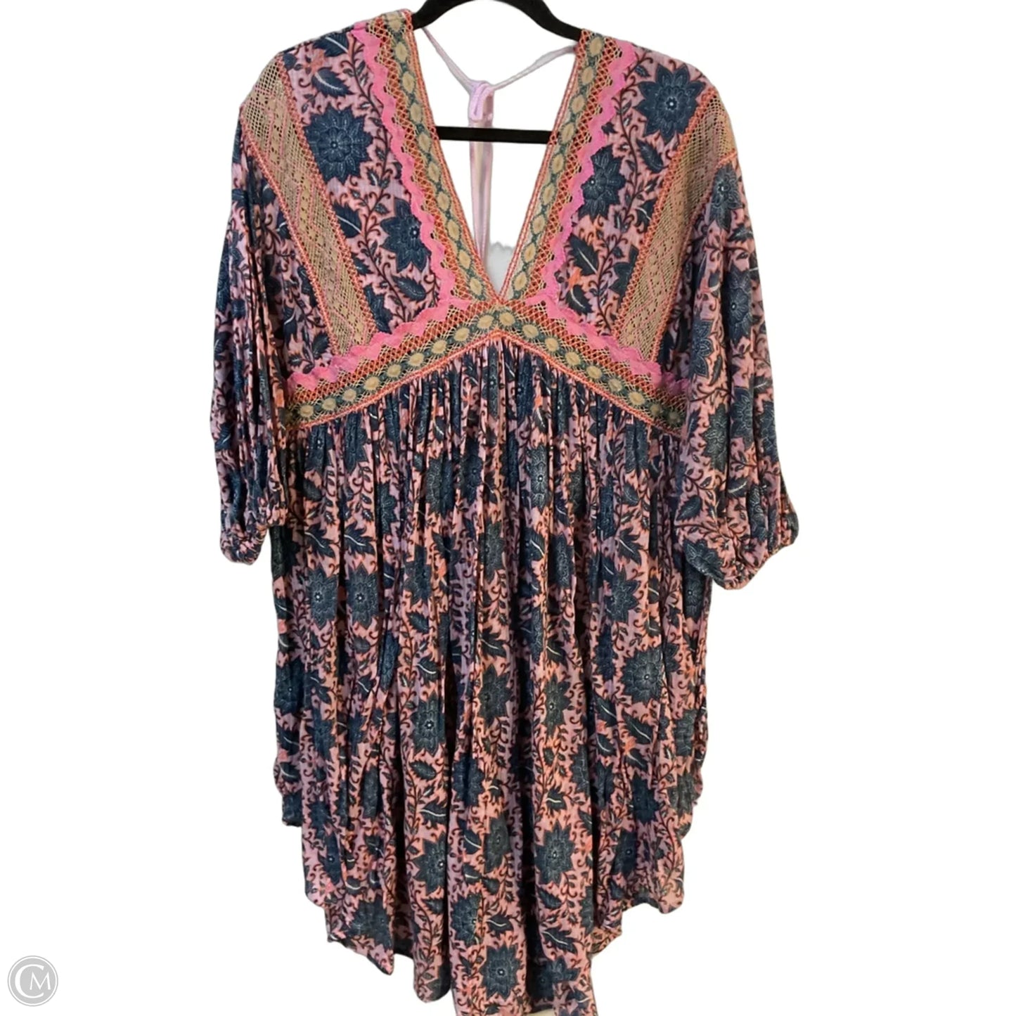 Tunic 3/4 Sleeve By Free People In Floral Print, Size: S