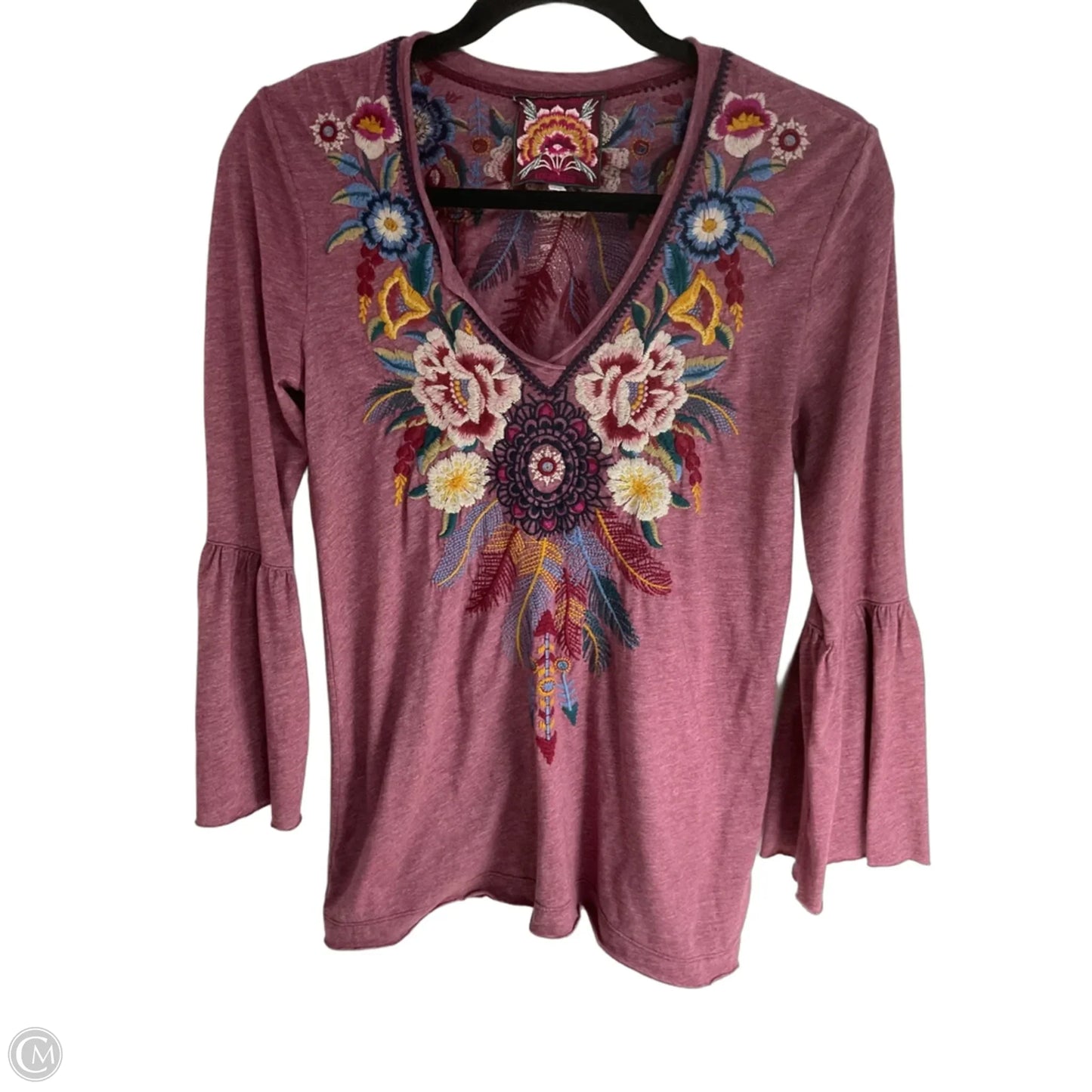 Top 3/4 Sleeve By Johnny Was In Maroon, Size: Xs