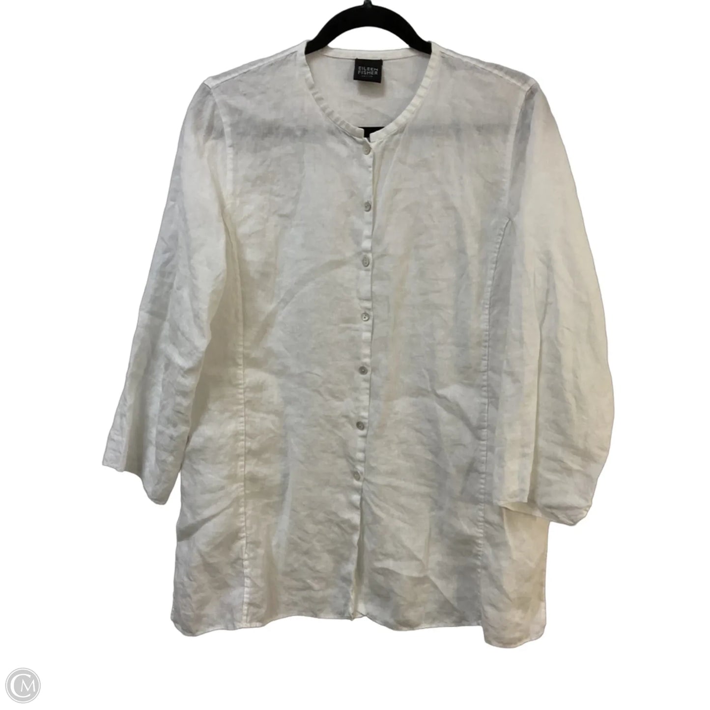 Top 3/4 Sleeve By Eileen Fisher In White, Size: Mp