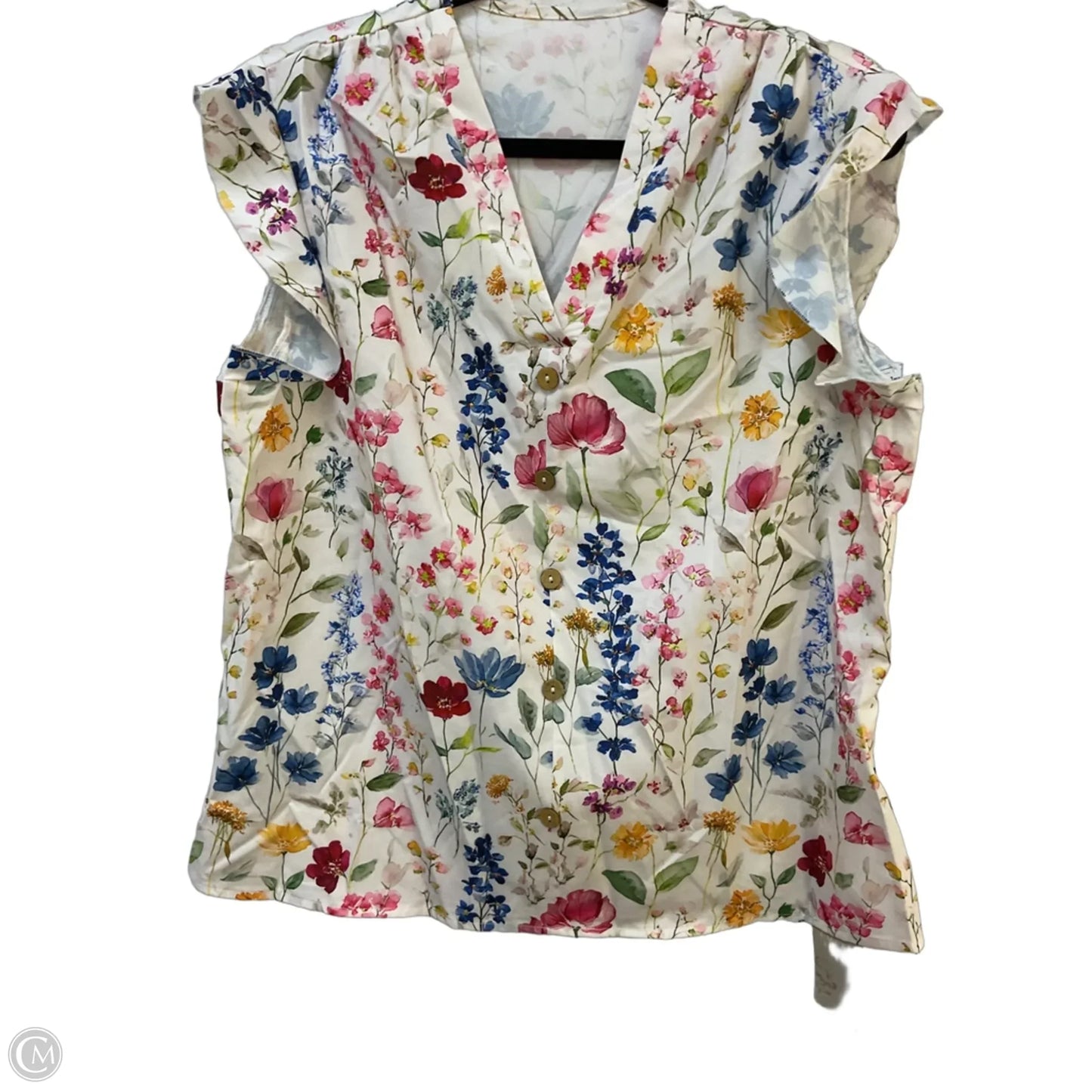 Top Short Sleeve By Clothes Mentor In Floral Print, Size: L
