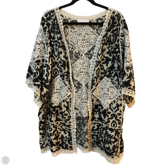 Kimono By Clothes Mentor In Black & Cream, Size: 1x
