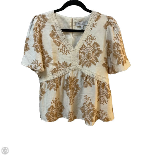 Top Short Sleeve By Hayden La In Cream & Tan, Size: S