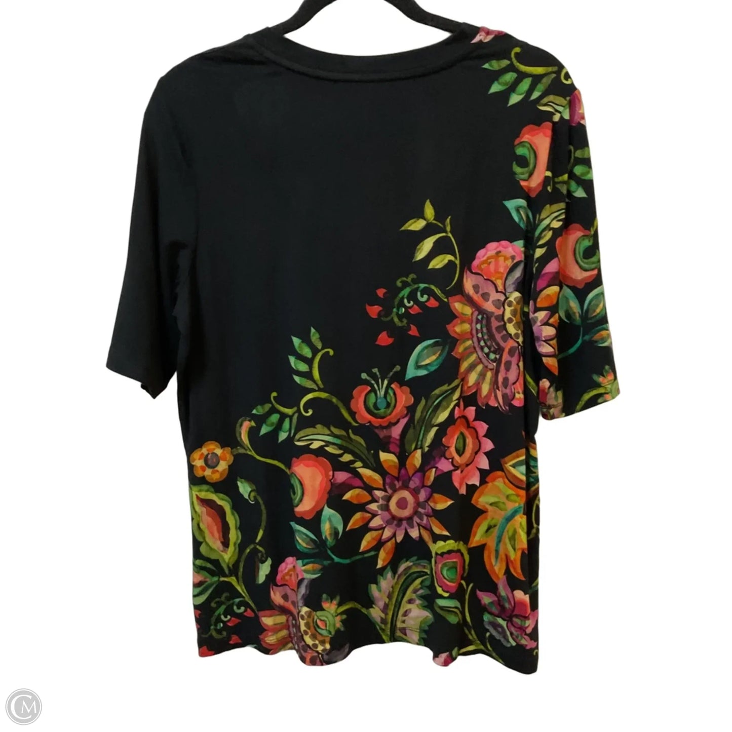 Top Short Sleeve By Johnny Was In Floral Print, Size: Xl
