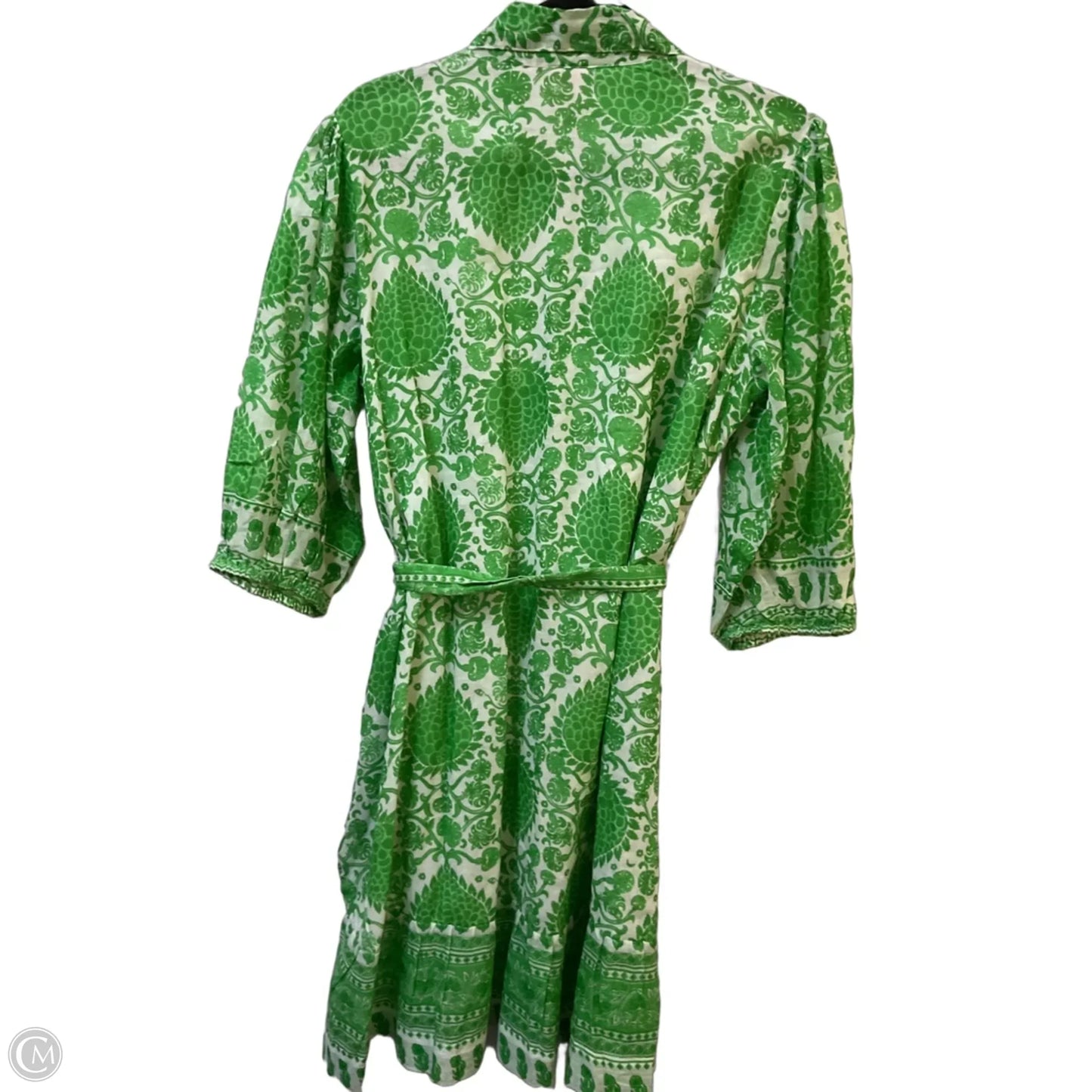 Dress Casual Midi By Cmc In Green & White, Size: L