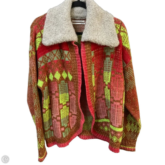 Sweater Cardigan By Anthropologie In Green & Pink, Size: S