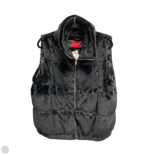 Vest Faux Fur & Sherpa By Guess In Black, Size: L