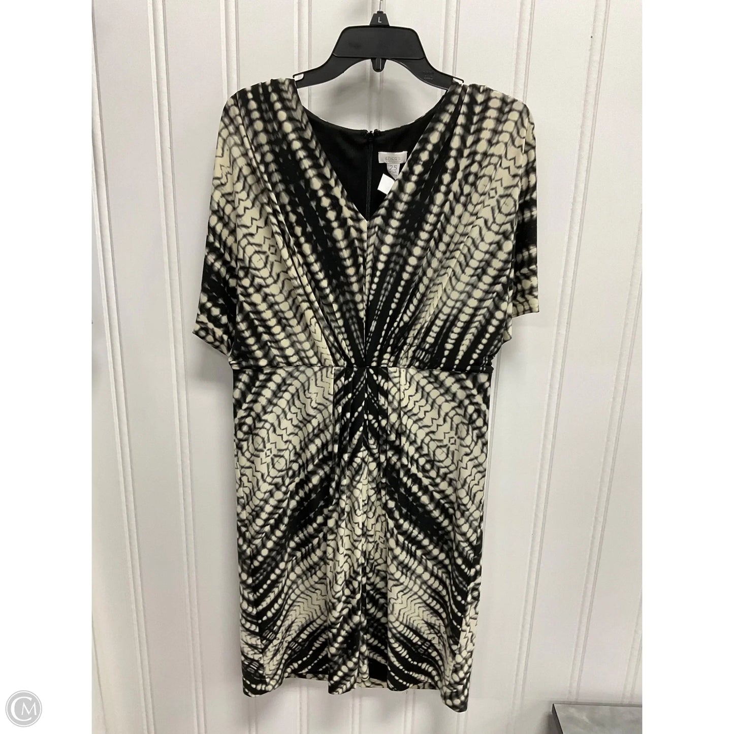 Dress Casual Midi By Chicos In Black & Cream, Size: L