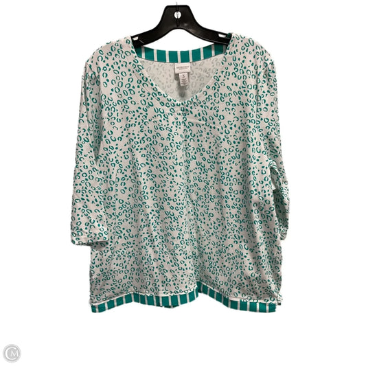 Top 3/4 Sleeve Basic By Chicos In Teal, Size: Xl