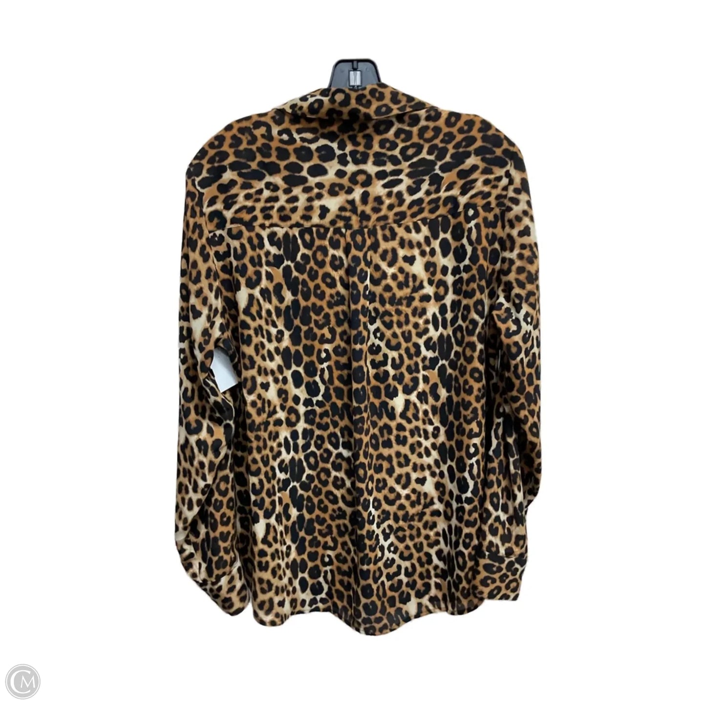 Blouse Long Sleeve By Express In Leopard Print, Size: L